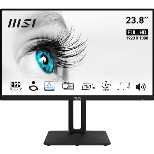 MSI PRO MP242APDE 24 Zoll (60cm) Business Monitor, FHD (1920x1080), 100Hz, IPS Panel, Flat, Freesync, HDMI, Schwarz von MSI