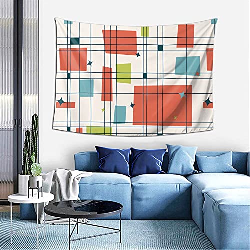 MSINCUDJ Wandteppich Abstrakt Mid Century Modern Grid Wall Decor Tapisserie Wandbehang Durable Wand Tagesdecke für Wohnzimmer Schlafzimmer 152X102CM von MSINCUDJ