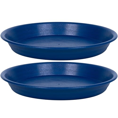 MSKIAUO Untersetzer für Pflanzen, 25,4 cm, 2 Packungen Kunststoff-Blumentopf-Untersetzer und Tropfschalen für drinnen und draußen, schwere, langlebige Pflanzteller, Wasserfänger (blau) von MSKIAUO