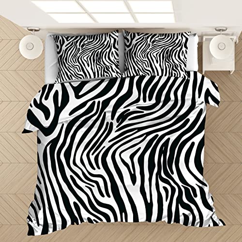 Bettwäsche 140x200 Zebra Mikrofaser Bettwäsche-Sets mit 1 Kissenbezüge 80x80 - Extraweiches Bettbezüge mit Reißverschluss - Allergiker Bettbezug für Kinder Erwachsene Jugend von MSKJWDWS