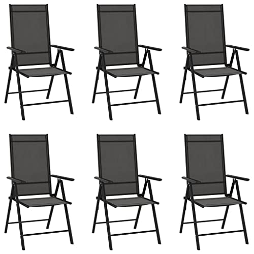 MSLAONXC Gartenstühle Klappbar 6 STK.,Terrassenstuhl,Sessel,Balkonsessel,Freizeitstuhl,Camping Stühle,Stühle für die Terrasse,Outdoor-Möbel,Party-Stühle,für Garten,Rasen,Pool, Textilene Schwarz von MSLAONXC
