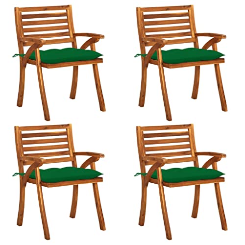 MSLAONXC Gartenstühle mit Kissen 4 STK.,Hochlehniger Stuhl,Stühle aus Holz,Outdoor-Möbel,Camping Stühle,Freizeitstuhl,Sessel,Club-Stühle,für Balkon,Terrasse,Garten, Massivholz Akazie von MSLAONXC