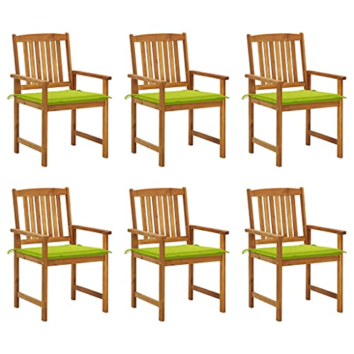 MSLAONXC Gartenstühle mit Kissen 6 STK.,Terrassenstuhl,Gartenmöbel Stühle,Freizeitstuhl,Sessel,Stühle für die Terrasse,Esszimmerstühle,Pool-Stühle,für Balkon,Terrasse,Garten,Massivholz Akazie von MSLAONXC