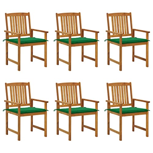 MSLAONXC Gartenstühle mit Kissen 6 STK.,Terrassenstuhl,Gartenmöbel Stühle,Freizeitstuhl,Sessel,Stühle für die Terrasse,Esszimmerstühle,Pool-Stühle,für Balkon,Terrasse,Garten,Massivholz Akazie von MSLAONXC