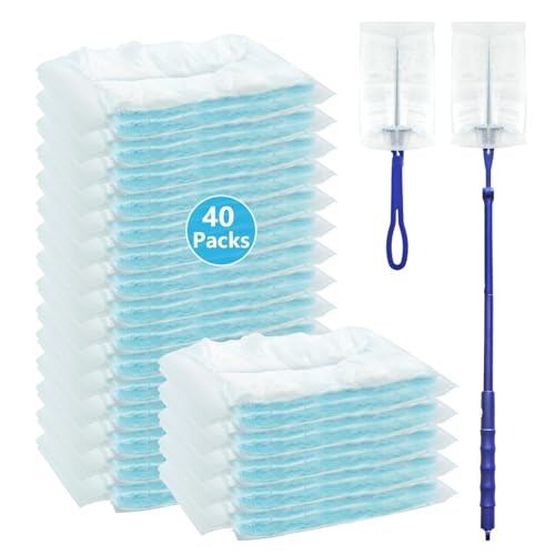 MSLHUB 40 Stück Staubmagnet für Swiffer Staubmagnet Nachfüllpack, Staubwedel Nachfüllpack mit 2 Handgriff für Swiffer Duster, Staubtücher Einweg Antistatisch zum Reinigen von Tierhaare Staub Schmutz MSLHUB 40 Stück Staubmagnet für Swiffer Staubmagnet Nachfüllpack, Staubwedel Nachfüllpack mit 2 Handgriff für Swiffer Duster, Staubtücher Einweg Antistatisch zum Reinigen von Tierhaare Staub Schmutz von MSLHUB