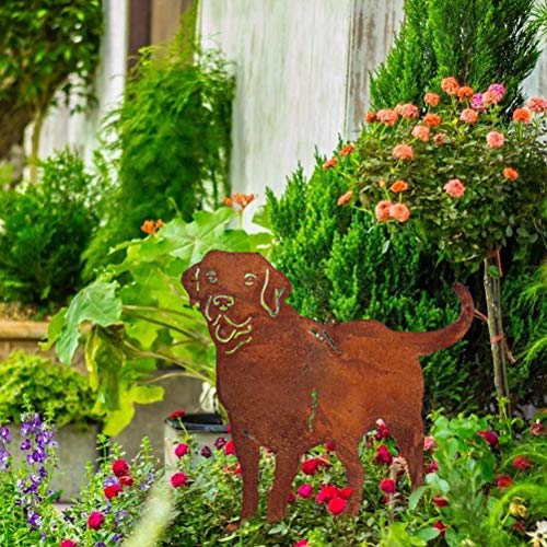 MSLing Metall Hund Gartenstatuen, Metall Hund Dekorative Gartenstecker, Hund Silhouette Gartendekoration, Labrador Statue Tierskulpturen für Outdoor Rasen Schild Ornamente von MSLing