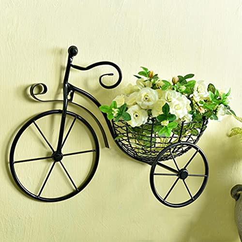 Wandblumenkorb für Fahrrad, Blumenhalter aus Schmiedeeisen, Fahrrad-Design, Pflanzenhalterung, künstliche Blumen, einzigartiges Design von MSLing