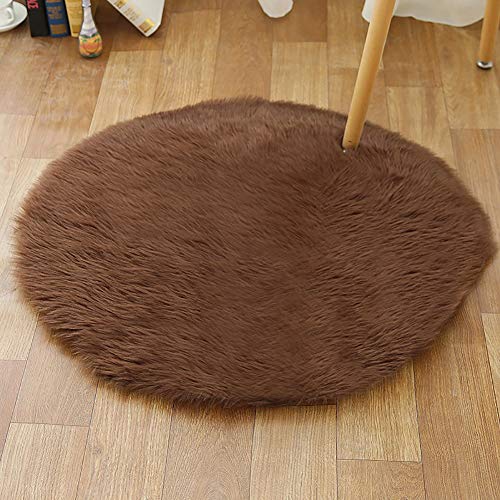 MSM Falsches Fell Schaffell Runde Teppiche,modern Stuhl Kissen Sitzpolster Teppich,weiche Hochflor Langflor Vorleger Für Schlafzimmmer Sofa Boden Kaffee Durchmesser:40cm/16inch von MSM