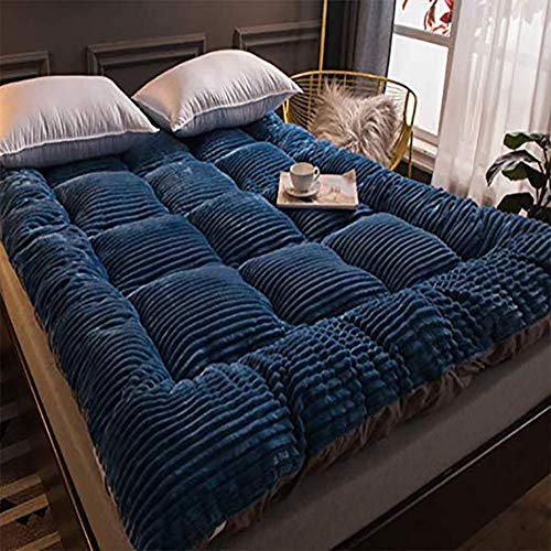 MSM Matratzen-Topper,Milch Kaschmir Tatami Matratze Faltbare Japanisch Bodenmatratze Weich Verdicken Futon Matratze Königsblau 120x200cm/47x79inch von MSM