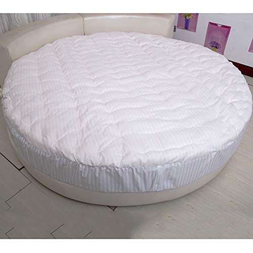 MSM Runde Matratze Beschützer Topper,100% Baumwolle Dick Gesteppte Futon Matratze Für Rundes Bett,komfürt Tatami Betten Futon Topper Weiß Durchmesser:200cm/79inch von MSM