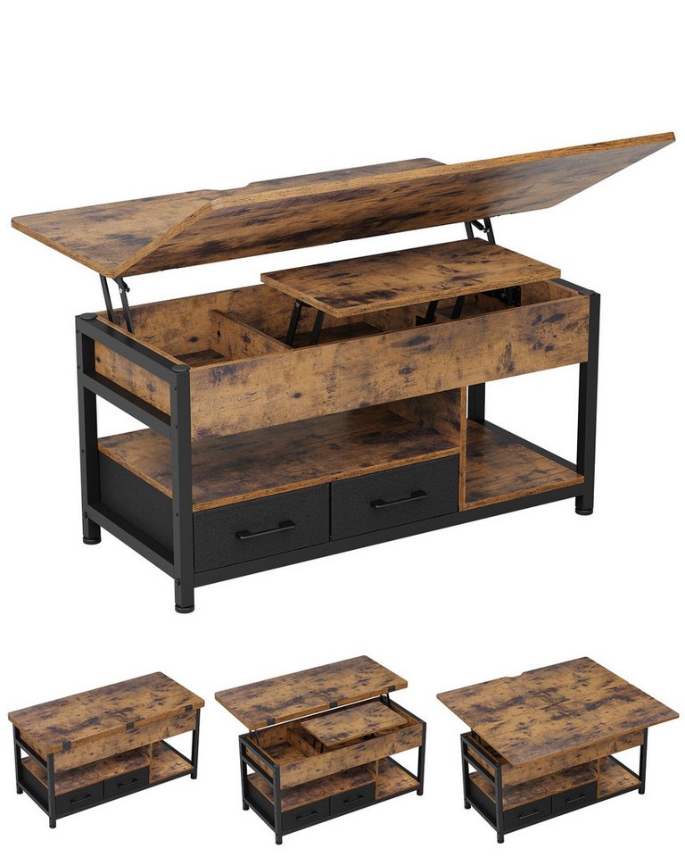 MSMASK Couchtisch 3-in-1-Multifunktions-Wohnzimmertisch mit 2 Schubladen, Kaffeetisch, Versteckte Aufbewahrung, 50T x 100B x 50H cm von MSMASK