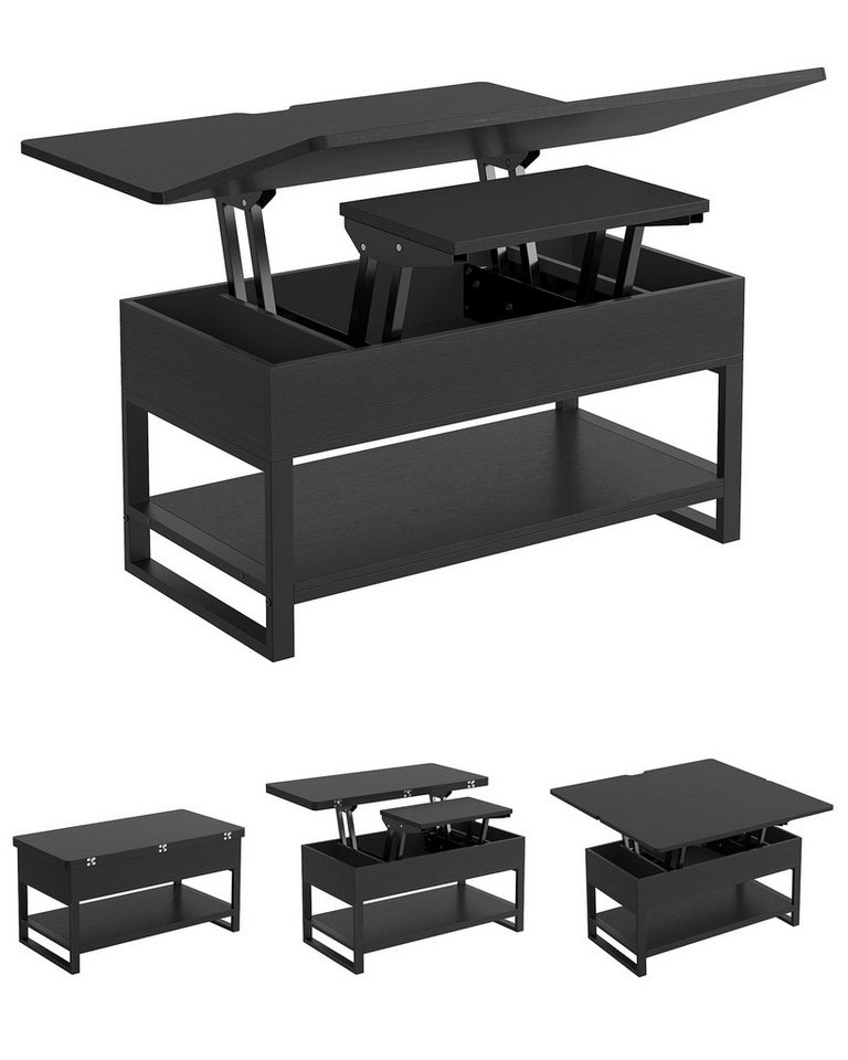 MSMASK Couchtisch höhenverstellbare, 3-in-1 Multifunktionaler Wohnzimmertisch (1-St), 50D x 100W x 53H, Schwarz von MSMASK