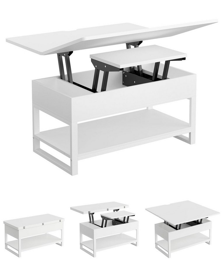 MSMASK Couchtisch höhenverstellbare, 3-in-1 Multifunktionaler Wohnzimmertisch (1-St), 50D x 100W x 53H, Weiß von MSMASK