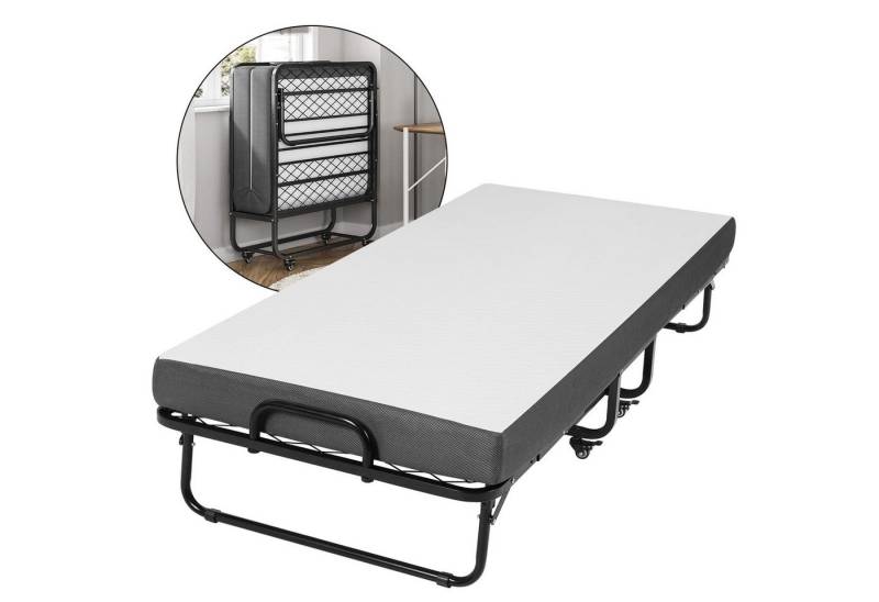MSMASK Klappbett Gästebett 90x200cm auf Rädern, mit Dicke Matratze aus Gedächtnisschaum (1-St., Mit Matratze) Faltbare Metallbett stabil Mit Rollen leicht zu tragen von MSMASK