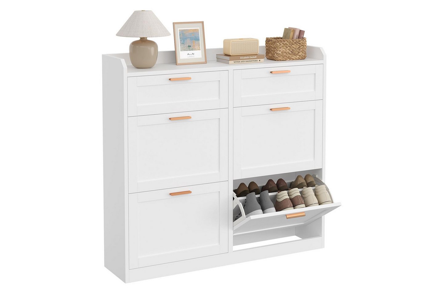 MSMASK Schuhschrank mit 4 Klappen, Einstellbarer Schuhregal, 24 x 100 x 103 cm (1-St) von MSMASK