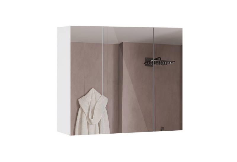 MSMASK Spiegelschrank Badschrank mit Spiegel und Verstellbarem Regal, Weiß 16T x 70B x 60H cm von MSMASK