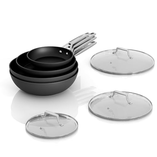 MSMK 7-teilige antihaftbeschichtete Bratpfannen mit Deckel und Wok, braun, antihaftbeschichtet, PFOA-frei, ungiftig, kratzfest, glatter Edelstahlboden, spülmaschinenfestes Induktions-Kochgeschirr-Set MSMK 7-teilige antihaftbeschichtete Bratpfannen mit Deckel und Wok, braun, antihaftbeschichtet, PFOA-frei, ungiftig, kratzfest, glatter Edelstahlboden, spülmaschinenfestes Induktions-Kochgeschirr-Set von MSMK