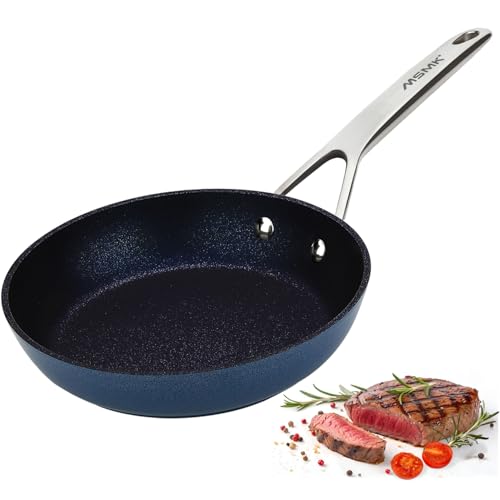 MSMK 20 cm Bratpfanne, Antihaft-Pfanne, Antihaftbeschichtung des GRE Induktion auf Edelstahlbasis von 4 mm, Sicherheit der Öfen, Sicherheit der Spülmaschine (Blau, 20 cm) von MSMK