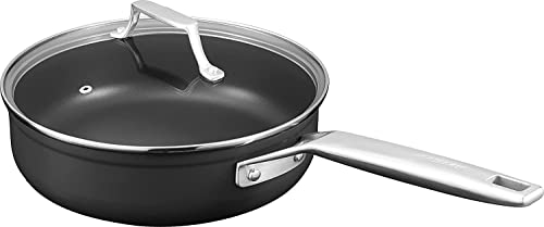 MSMK Tiefe Induktions-Bratpfanne, antihaftbeschichtet, 24 cm, 2,85 l Sautepfanne mit Deckel, ofenfest bis 371 °C, Induktionspfanne für alle Herdarten von MSMK