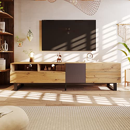 MSMOK Moderner Colorblocking-TV-Schrank mit Holzmaserung 180cm von MSMOK