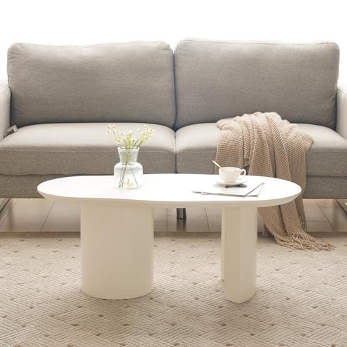 MSMOK Stabiler und langlebiger 100 cm Langer weißer unregelmäßiger Couchtisch - hochwertiges MDF, lackierte Oberfläche, unregelmäßige und elegant geschwungene Tischplatte, zarte Haptik MSMOK Stabiler und langlebiger 100 cm Langer weißer unregelmäßiger Couchtisch - hochwertiges MDF, lackierte Oberfläche, unregelmäßige und elegant geschwungene Tischplatte, zarte Haptik von MSMOK