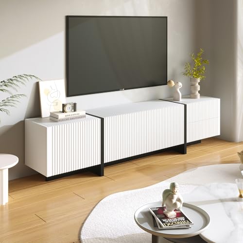Mobile soggiorno tv,190 cm TV-Schrank mit 3 Türen, 2 Schubladen,Moderner minimalistischer Stil (Weiß + Schwarz) von MSMOK