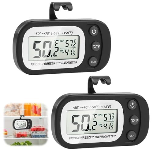 Kühlschrankthermometer Digitales Gefrierschrankthermometer mit Haken mit großem LCD-Display, leicht ablesbares LCD-Display, Min/Max-Funktion, 3 Unterstützungsmethoden °C/°F umwandelbar für Zuhause Kühlschrankthermometer Digitales Gefrierschrankthermometer mit Haken mit großem LCD-Display, leicht ablesbares LCD-Display, Min/Max-Funktion, 3 Unterstützungsmethoden °C/°F umwandelbar für Zuhause von MSMXCS