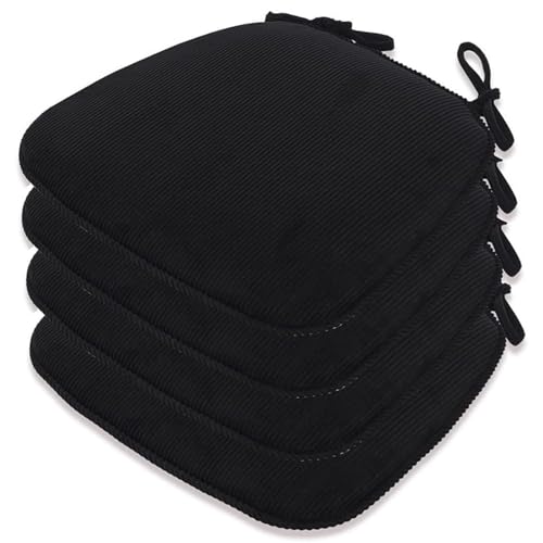 MSNCS 1/2/4/6 Stück Sitzkissen Stuhl Waschbares Stuhlkissen mit Bindeband 43×41cm Rutschfestes Sitzpolster Halbrund Geeignet für Gartenstuhl, Esszimmerstuhl oder Bürostuhl(#2,4pcs) von MSNCS