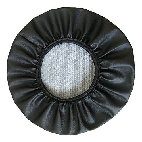 MSNCS Hocker Bezug Hockerbezug rund Kunstleder Bar Bezug Sitz Kissen,für Sitzhocker Höhenverstellbar Rollhocker Drehhocker Mit Rollen Arbeitshocker Stuhl Drehstuhl Bürohocker(Black,38cm) von MSNCS