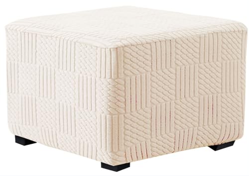 MSNCS Hockerbezug Quadratisch 60x60/40x40/55x55 Stretch Fußhocker Bezug Ottoman Cover Schonbezug Hocker Hussen für Fußhocker Stretch Ottoman Cover Square Protective Cover(Color 4,60x60cm/24x24in) von MSNCS
