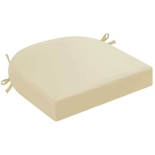 MSNCS Stuhlkissen Sitzkissen Outdoor Gartenstuhlauflagen,Terrassenstuhlkissen für Gartenmöbel Wasserdicht, Rutschfestes Sitzkissen mit Bändern for Sitzpolster Outdoor Indoor Garten(Beige,43x43x8cm) von MSNCS