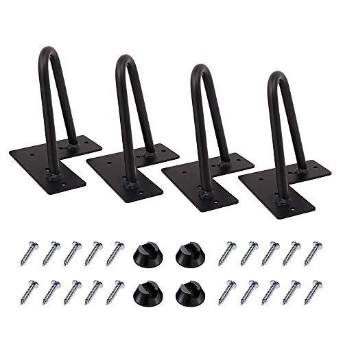 Schrankfüsse 10cm, Haarnadel Tischbeine Metall Schwarz 4er set, Möbelfüße Hairpin Legs für Schrank, Hocker, Nachttisch, Sofa Füße, Tischfüße für Möbel mit Bodenschoner und Schrauben von MSOBAIW