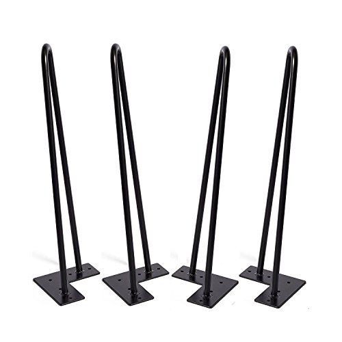 18 Zoll Haarnadel Beine, Heavy Duty Metal Tischbeine für Schrank, TV-Schränke, Schubladen, Nachttisch, 3/8" Dia Satin schwarz zwei-Stab Eisen Draht Beine für DIY Möbel (45.5cm, schwarz) von MSOBAIW