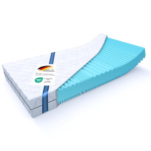 MSS e.K. 2 Liegehärten in Einer Matratze H2/H3 weich/mittelfest | Wendematratze Aqua Deluxe | Höhe ca. 21 cm (Kernhöhe 19 cm) | 100 x 190 cm | 7 Zonen | Komfortschaum | hochwertiger Microfaserbezug von MSS e.K.