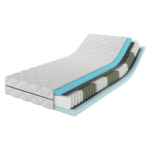 MSS e.K. MedicSpring 2-in-1 Taschenfederkern 80x200 | 2 Härtegrade in Einer Matratze H4 / H5 Federkernmatratze | Ergonomisch Designed und produziert in Deutschland 7 Zonen Oeko-TEX Zertifiziert von MSS e.K.