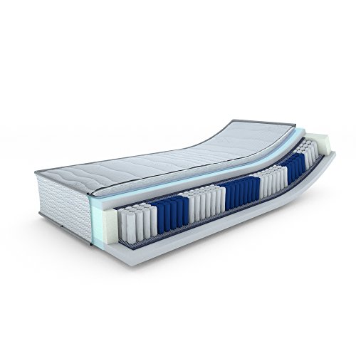 MSS e.K. SilverSpring 7 Zonen Taschenfederkernmatratze Premium 120 x 200 cm H4 / Kaltschaum mit Premium SilverCare Bezug inkl. Steppung, Sommer und Winterseite waschbar bis 60 °C von MSS e.K.