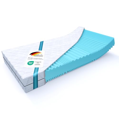 MSS e.K. Wendematratze Aqua Deluxe H5/H6 | RG40 | Höhe ca. 16 cm (Kernhöhe 14 cm) | 130 x 200 cm | 2 Liegehärten sehr hart/extrem hart | 7 Liegezonen | Komfortschaum | hochwertiger Microfaserbezug von MSS e.K.