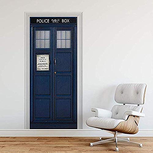 MSSDEBZ 3D Türaufkleber Wandbild Türtapete Selbstklebend Polizei Box Blau Uk Tardis Giant Art Fantasy Kunst Leinwand Poster Drucken-90x200cm/36x80In von MSSDEBZ