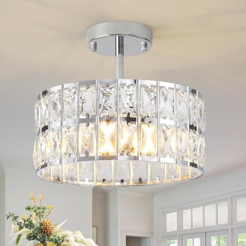 MSSIAN Chrom Kristall KronleuchterModerne Halbbündige Montage Deckenleuchte Kleine 4-Ligh Runde Kristall Hängeleuchten für Esszimmer Eingang Küche Flur D30CM MSSIAN Chrom Kristall KronleuchterModerne Halbbündige Montage Deckenleuchte Kleine 4-Ligh Runde Kristall Hängeleuchten für Esszimmer Eingang Küche Flur D30CM von MSSIAN