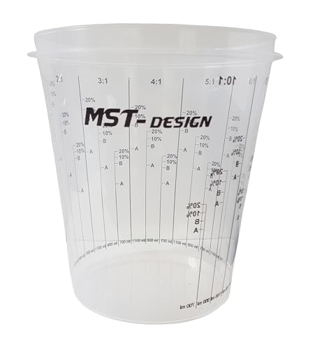 MST-DESIGN Lackmischbecher, 10 Stück mit 2300 ml I Robuste Messbecher mit Mischskala I Mischbecher zum Anrühren von Lacken, Füller, Lasuren etc. I Anrührbecher I Hochwertiges Lackierzubehör MST-DESIGN Lackmischbecher, 10 Stück mit 2300 ml I Robuste Messbecher mit Mischskala I Mischbecher zum Anrühren von Lacken, Füller, Lasuren etc. I Anrührbecher I Hochwertiges Lackierzubehör von MST-DESIGN