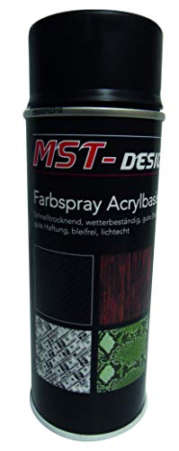 MST-DESIGN Acryllack I Acryl-Spray I Acryllack Spray I schwarz glänzend I 400 ml Lack, Sprühlack, Grundlack, Basislack, Haftvermittler I Geeignet für den Wassertransferdruck Spray von MST-DESIGN
