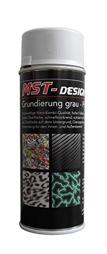 Grundierung grau I 1 Spraydose 400 ml I MST-Design I Primer - Haftvermittler für Glas, Keramik, Eternit, Kunststoff, Karton, Pappe, Holz, Metall I Wassertransferdruck I Lackierzubehör I Hydrographics Water transfer printing WTD WTP von MST-DESIGN