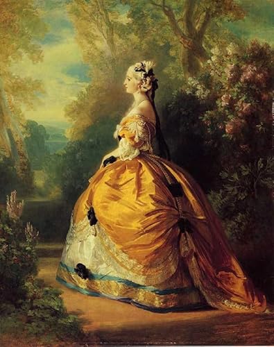 Leinwandbilder Bild Kunst Leinwand Malerei Ölgemälde Die Kaiserin Eugenie a la Marie Antoinette Winterhalter für Wanddekoration 60x90cm von MSTECO