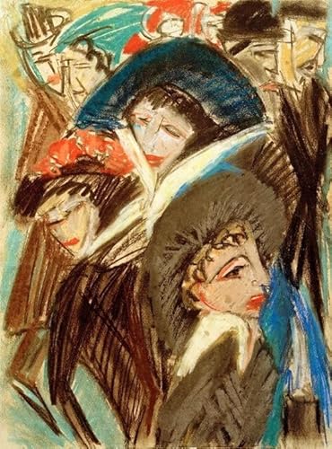 Leinwandbilder Bild Kunst Leinwand Malerei Ölgemälde Frauen auf der Straße von Ernst Ludwig Kirchner für Wanddekoration 60x90cm von MSTECO