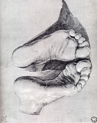 Leinwandbilder Bild Kunst Leinwand Malerei Ölgemälde Füße eines knienden Mannes von Albrecht Dürer für Wanddekoration 60x90cm von MSTECO