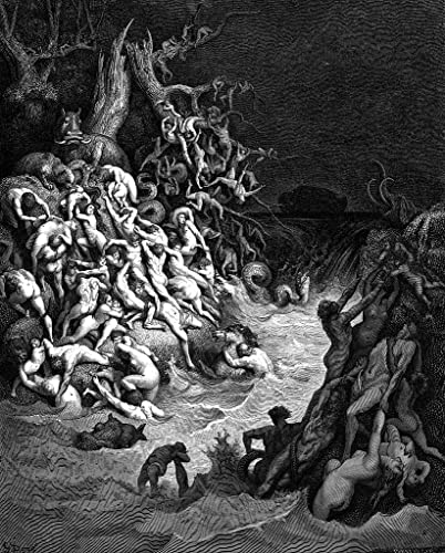 MSTECO Leinwand Bilder Kunstdrucke Abstrakt Poster Berühmtes Gemälde Die Sintflut von Gustave Dore für Wohnzimmer 60x90cm von MSTECO