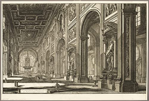 MSTECO Leinwand Bilder Kunstdrucke Abstrakt Poster Berühmtes Gemälde Innenansicht der Lateranbasilika von Battista Piranesi für Wohnzimmer 60x90cm von MsTeco