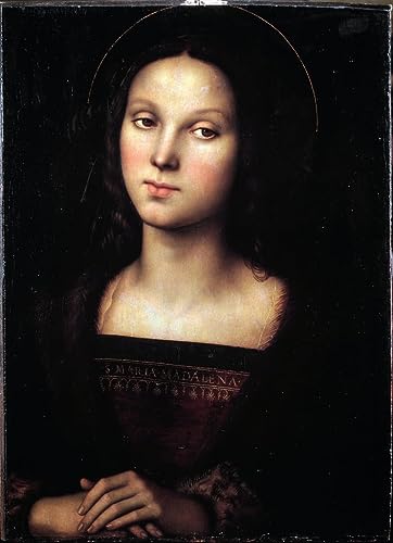 MSTECO Leinwand Bilder Kunstdrucke Abstrakt Poster Berühmtes Gemälde Porträt der Heiligen Maria Magdalena von Pietro Perugino für Wohnzimmer 60x90cm von MsTeco