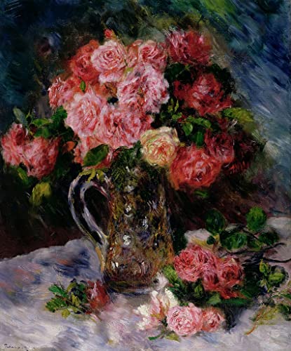 MSTECO Leinwand Wandbild Kunstdruck Leinwand Malerei Poster Berühmt Rosen von Pierre Auguste Renoir für Flurdekoration 60x90cm von MSTECO