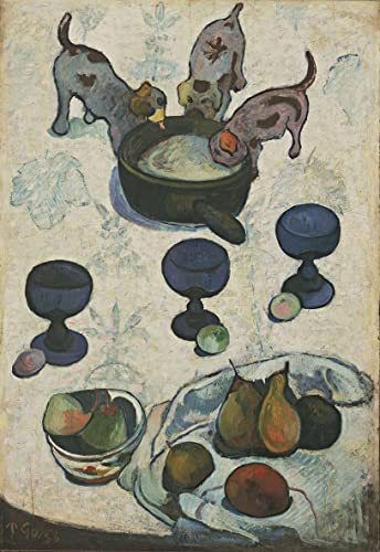 MSTECO Leinwanddruck Und Poster Wandkunst Bild Reproduktion Stillleben mit drei welpen von paul gauguin für Wohnkultur 60x90cm von MSTECO